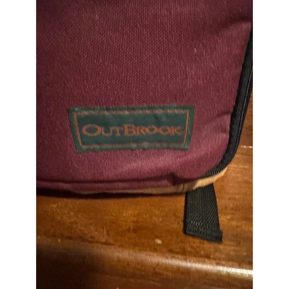 Outbrook Vintage Canvas Backpack Burgundy Suede Trim Southwestern Daypack Bag